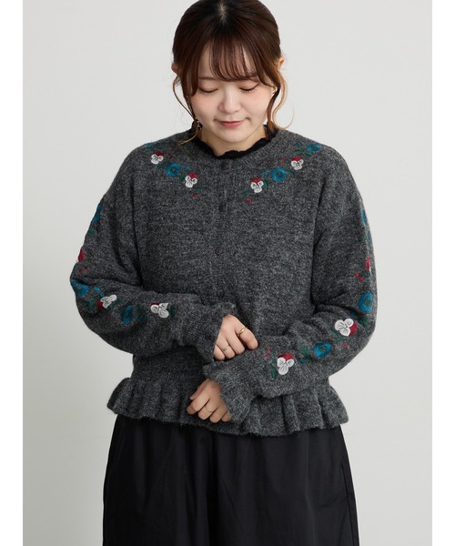 マカベアリス×Samansa Mos2】刺繍ニットカーディガン（カーディガン