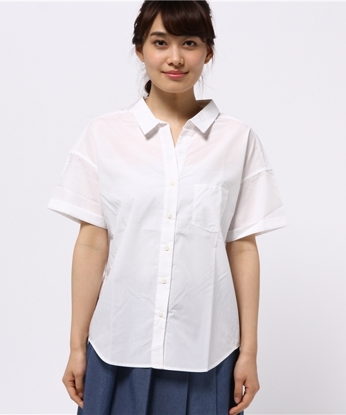 earth music&ecology（アースミュージックアンドエコロジー）の「【2016Summer】ドロップショルダーVネックシャツ（シャツ/ブラウス・レディース・オフホワイト/ベージュ/ネイビー/ストライプ・FREE）」の5枚目の写真