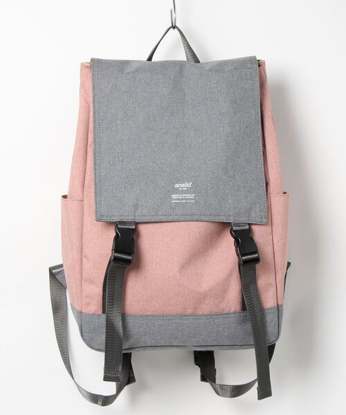 anello（アネロ）の「【anello】高密度杢調ポリエステル リュック（バックパック/リュック・レディース・グリーン/ピンク/ネイビー/グレー/ライトブラウン/ブラック/ブルー/パープル/その他1/ピンク系その他/トリコロール/グレー×ピンク/イエロー系/ブラック×グレー・FREE）」の4枚目の写真