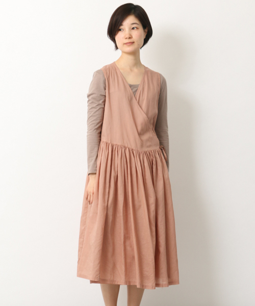 【新品タグ付】かぐれ ノースリーブドレス ロングワンピース 草木染め 日本製 新品タグ付】かぐれ ノースリーブドレス ロングワンピース