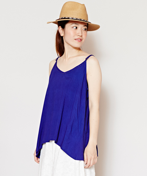 チャイハネ（チャイハネ）の「【チャイハネ】yul ソレイユキャミソール（キャミソール・レディース・ブルー/ターコイズブルー/オフホワイト/ブラック/キャメル・FREE）」の4枚目の写真