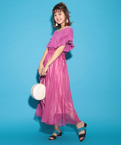 one after another NICE CLAUP（ワンアフターアナザーナイスクラップ）の「袖フリルＴシャツ（Tシャツ/カットソー・レディース・ブルー/オフホワイト/ブラック/グリーン/ピンク・FREE）」の20枚目の写真