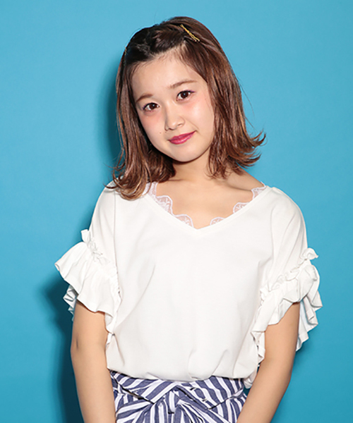 one after another NICE CLAUP（ワンアフターアナザーナイスクラップ）の「袖フリルＴシャツ（Tシャツ/カットソー・レディース・ブルー/オフホワイト/ブラック/グリーン/ピンク・FREE）」の11枚目の写真