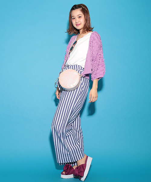 one after another NICE CLAUP（ワンアフターアナザーナイスクラップ）の「袖フリルＴシャツ（Tシャツ/カットソー・レディース・ブルー/オフホワイト/ブラック/グリーン/ピンク・FREE）」の12枚目の写真