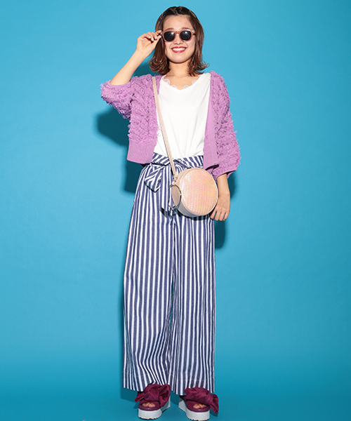 one after another NICE CLAUP（ワンアフターアナザーナイスクラップ）の「袖フリルＴシャツ（Tシャツ/カットソー・レディース・ブルー/オフホワイト/ブラック/グリーン/ピンク・FREE）」の13枚目の写真