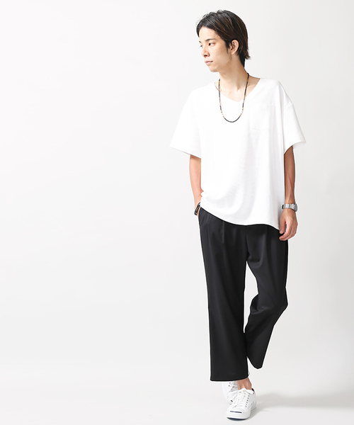 WEGO(ウィゴー)の「WEGO/リップルビッグVネックカットソー(Tシャツ/カットソー・メンズ・オレンジ/ホワイト・LARGE/MEDIUM)」の12枚目の写真