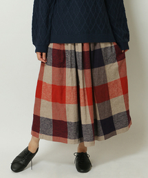 LBC | コットンリネン起毛ブロックチェックスカート(スカート)