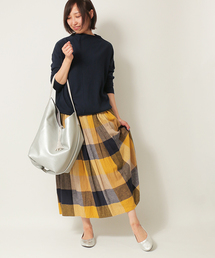 LBC | コットンリネン起毛ブロックチェックスカート(スカート)