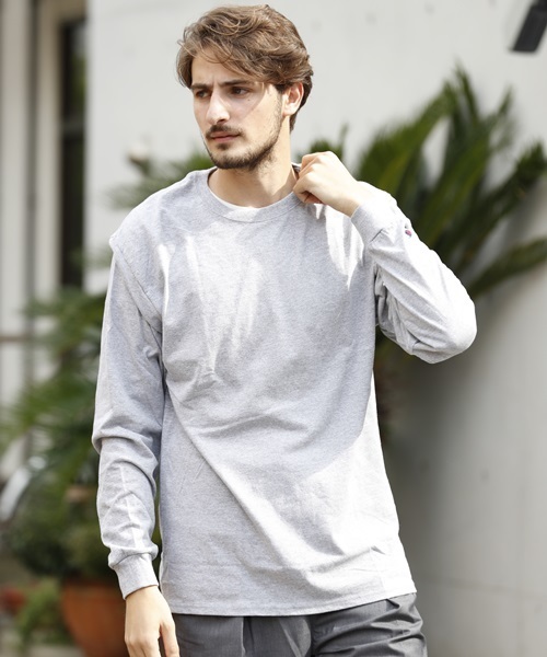 Champion(チャンピオン)の「Championチャンピオン/無地ロングスリーブTシャツ(Tシャツ/カットソー)」|グレー