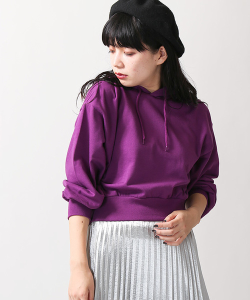 WEGO（ウィゴー）の「WEGO/デイリーショートパーカー（パーカー・レディース・ブラック/パープル/レッド/イエロー/ブルー/グリーン/杢グレー/ライトピンク/レッド系その他/ホワイト/サックスブルー/ライトパープル・FREE）」の7枚目の写真