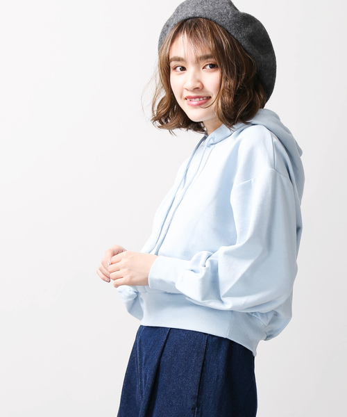 WEGO（ウィゴー）の「WEGO/デイリーショートパーカー（パーカー・レディース・ブラック/パープル/レッド/イエロー/ブルー/グリーン/杢グレー/ライトピンク/レッド系その他/ホワイト/サックスブルー/ライトパープル・FREE）」の5枚目の写真