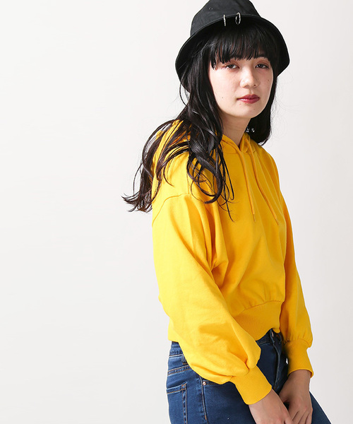 WEGO（ウィゴー）の「WEGO/デイリーショートパーカー（パーカー・レディース・ブラック/パープル/レッド/イエロー/ブルー/グリーン/杢グレー/ライトピンク/レッド系その他/ホワイト/サックスブルー/ライトパープル・FREE）」の9枚目の写真