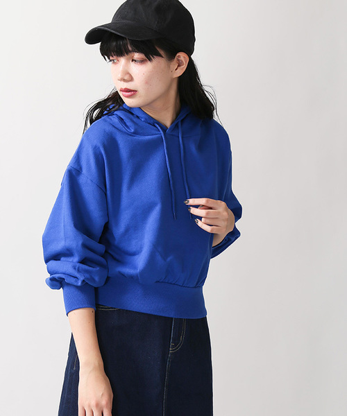 WEGO（ウィゴー）の「WEGO/デイリーショートパーカー（パーカー・レディース・ブラック/パープル/レッド/イエロー/ブルー/グリーン/杢グレー/ライトピンク/レッド系その他/ホワイト/サックスブルー/ライトパープル・FREE）」の6枚目の写真