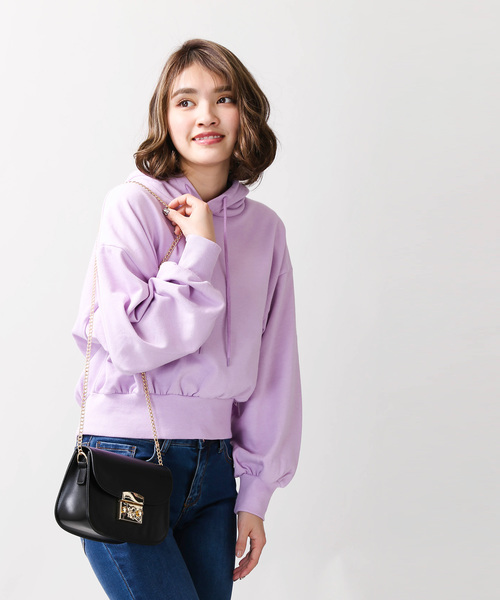 WEGO（ウィゴー）の「WEGO/デイリーショートパーカー（パーカー・レディース・ブラック/パープル/レッド/イエロー/ブルー/グリーン/杢グレー/ライトピンク/レッド系その他/ホワイト/サックスブルー/ライトパープル・FREE）」の20枚目の写真