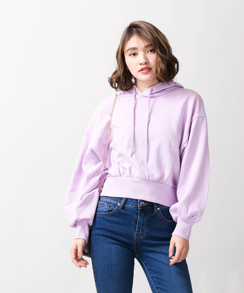 WEGO（ウィゴー）の「WEGO/デイリーショートパーカー（パーカー・レディース・ブラック/パープル/レッド/イエロー/ブルー/グリーン/杢グレー/ライトピンク/レッド系その他/ホワイト/サックスブルー/ライトパープル・FREE）」の19枚目の写真