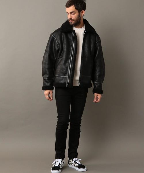 BEAUTY&YOUTH UNITED ARROWS（ビューティーアンドユースユナイテッドアローズ）の「BY フェイクムートン B-3 ジャケット ◆（ムートンコート・メンズ・ブラック/ダークブラウン・LARGE/MEDIUM/SMALL）」の6枚目の写真