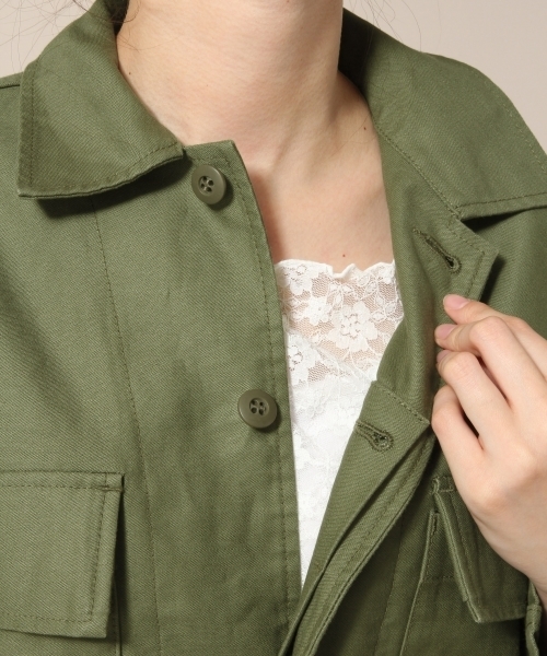 LOWRYS FARM（ローリーズファーム）の「バックサテンミリタリージャケット　782384 （ミリタリージャケット・レディース・カーキ/カモフラージュ・MEDIUM/LARGE）」の7枚目の写真