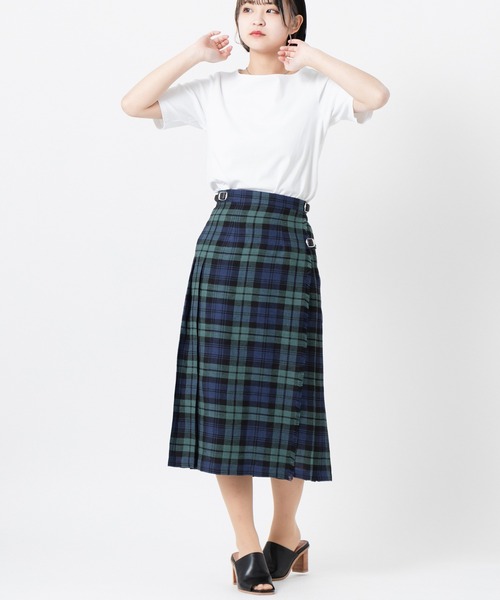 O'NEIL of DUBLIN(オニールオブダブリン)の「O'Neil of Dublin オニールオブダブリン リネン キルトスカート レギュラー 73cm(スカート・レディース・レッド/キャメル/グリーン/イエロー/チェック/グリーン系その他/ブラック/ネイビー/スカイブルー・10/6/8/12)」の4枚目の写真