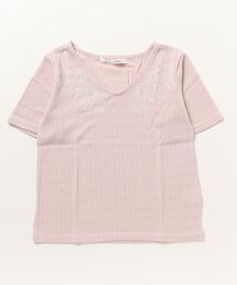 KOBE LETTUCE | 刺繍テレコ半袖Vネックプルオーバー(その他トップス)