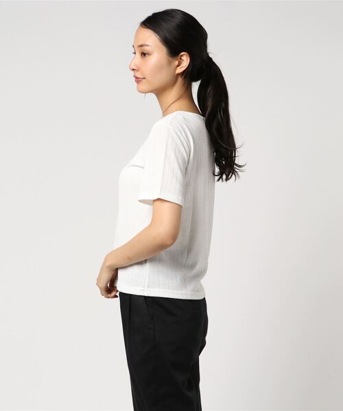 KOBE LETTUCE（コウベレタス）の「刺繍テレコ半袖Vネックプルオーバー（その他トップス・レディース・ネイビー/オフホワイト/ピンク/グリーン・FREE）」の5枚目の写真