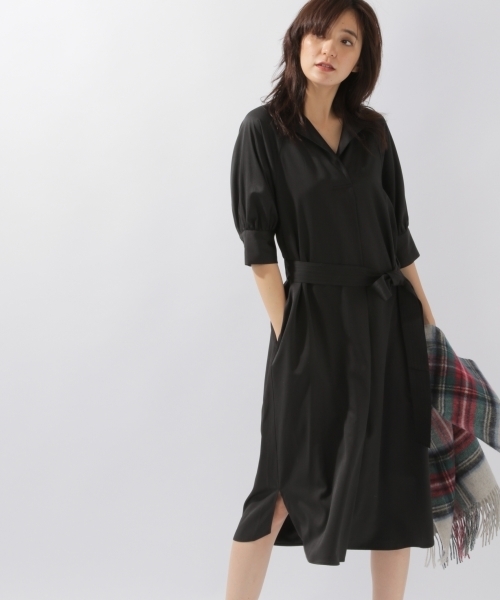 laboratory work(ラボラトリーワーク)の「スキッパーケープワンピース(ワンピース・レディース・ブラック/ベージュ/カーキ・MEDIUM)」の6枚目の写真