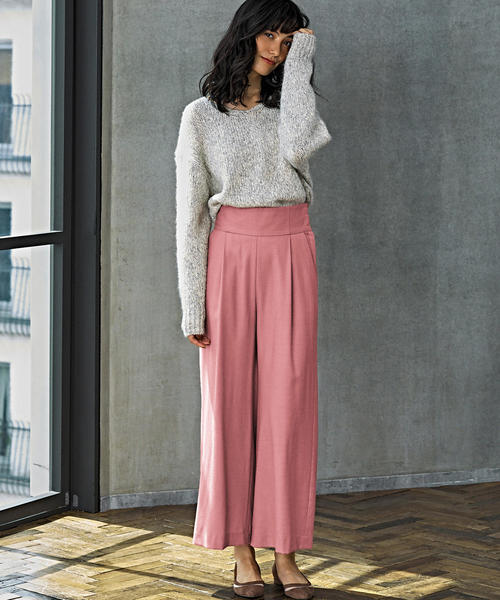 green label relaxing（グリーンレーベルリラクシング）の「◆FM サキソニー ハイウエスト ワイド パンツ ◆（その他パンツ・レディース・ブラック/モカ/ライトグレー/ワインレッド/ピンク/その他2/ベージュ/その他1・36/38/44/34/40/42）」の15枚目の写真