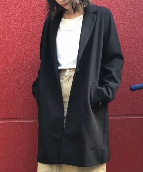 tiptop(ティップトップ)の「チェスターコート(チェスターコート・レディース・ブラック/ベージュ/ブラウン/グレー/ピンク/ダークグレー・FREE)」の2枚目の写真