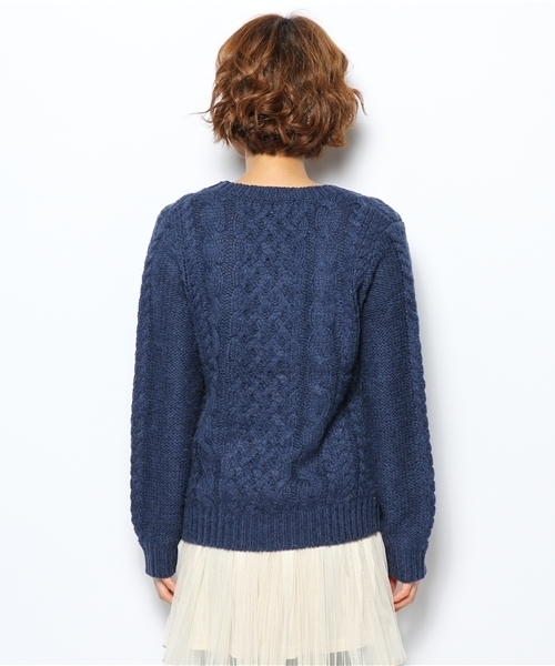 Another Edition（アナザーエディション）の「AE AC/NY HAND CABLE PO（ニット/セーター・レディース・コバルトブルー/ライトグレー/オフホワイト・フリー）」の6枚目の写真