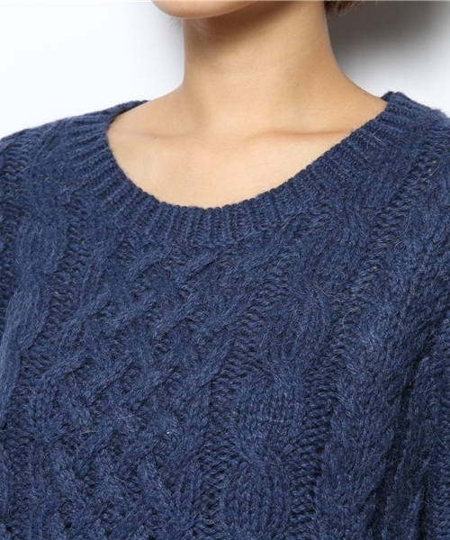 Another Edition（アナザーエディション）の「AE AC/NY HAND CABLE PO（ニット/セーター・レディース・コバルトブルー/ライトグレー/オフホワイト・フリー）」の7枚目の写真