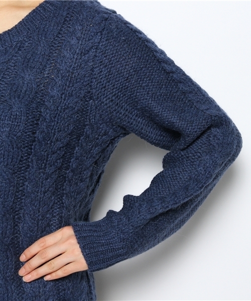 Another Edition（アナザーエディション）の「AE AC/NY HAND CABLE PO（ニット/セーター・レディース・コバルトブルー/ライトグレー/オフホワイト・フリー）」の8枚目の写真