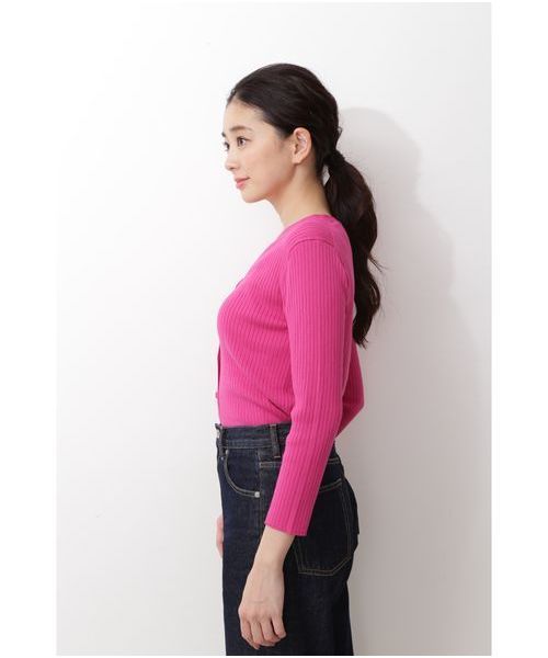 NATURAL BEAUTY BASIC（ナチュラルビューティーベーシック）の「【Oggi 5月号掲載】[洗える]ファインハイゲージ リブカーデ（カーディガン/ボレロ・レディース・ブラック/グレー/オフホワイト/ブラウン/ピンク/ブルー・MEDIUM）」の14枚目の写真