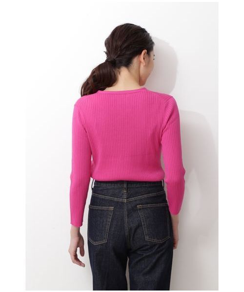 NATURAL BEAUTY BASIC（ナチュラルビューティーベーシック）の「【Oggi 5月号掲載】[洗える]ファインハイゲージ リブカーデ（カーディガン/ボレロ・レディース・ブラック/グレー/オフホワイト/ブラウン/ピンク/ブルー・MEDIUM）」の13枚目の写真