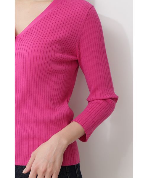 NATURAL BEAUTY BASIC（ナチュラルビューティーベーシック）の「【Oggi 5月号掲載】[洗える]ファインハイゲージ リブカーデ（カーディガン/ボレロ・レディース・ブラック/グレー/オフホワイト/ブラウン/ピンク/ブルー・MEDIUM）」の11枚目の写真