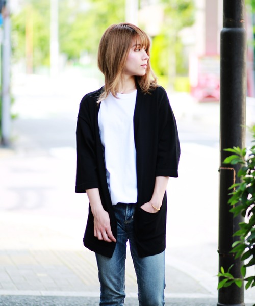 WEB限定 接触冷感 5分袖 サマーニットカーディガン UVカット