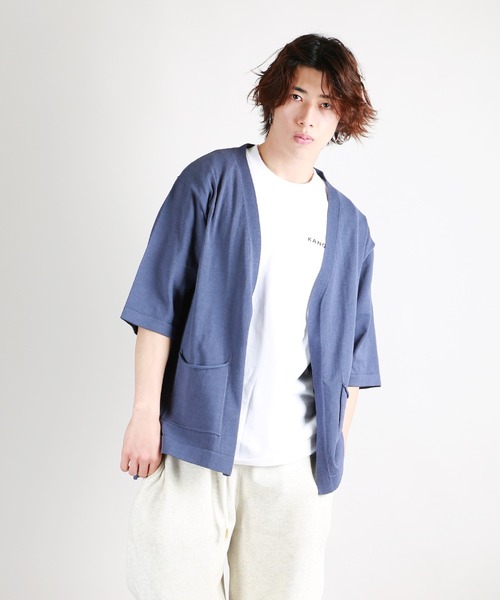 WESTSEA(ウエストシー)の「WEB限定 接触冷感 5分袖 サマーニットカーディガン UVカット(カーディガン/ボレロ・メンズ・ブラック/ベージュ/ネイビー/オフホワイト/グリーン/ブルー/ライトグレー/ラベンダー/グリーン系その他/ダークブルー・M/L/XL)」の15枚目の写真