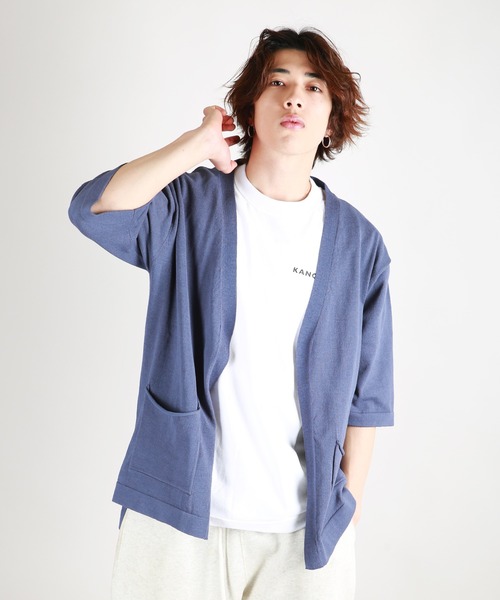 WESTSEA(ウエストシー)の「WEB限定 接触冷感 5分袖 サマーニットカーディガン UVカット(カーディガン/ボレロ・メンズ・ブラック/ベージュ/ネイビー/オフホワイト/グリーン/ブルー/ライトグレー/ラベンダー/グリーン系その他/ダークブルー・M/L/XL)」の16枚目の写真