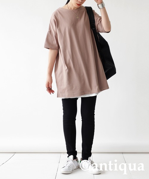 antiqua(アンティカ)の「リピーター続出!バスクTシャツ(Tシャツ/カットソー)」|ピンク系その他2