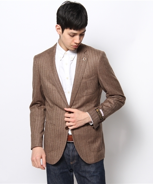 NANO universe(ナノユニバース)の「AQOIBONISTE(アクアボニスト)/ hand made S2B jaket(テーラードジャケット・メンズ・ネイビー/ベージュ・48/44)」の1枚目の写真