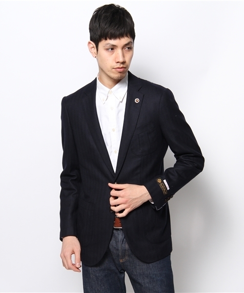 NANO universe(ナノユニバース)の「AQOIBONISTE(アクアボニスト)/ hand made S2B jaket(テーラードジャケット・メンズ・ネイビー/ベージュ・48/44)」の2枚目の写真