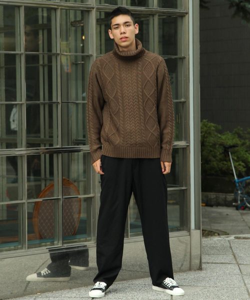 ZIP FIVE(ジップファイブ)の「タートルケーブルニットセーター(ニット/セーター・レディース・ブラック/ダークグリーン/ベージュ/ネイビー/ブラウン/グレー/オフホワイト/オリーブ/カーキ/アイボリー/モカ/ブルー/キャメル/スモークピンク/ワイン/オレンジ/マスタード・SMALL/MEDIUM/LARGE/X-LARGE)」の22枚目の写真