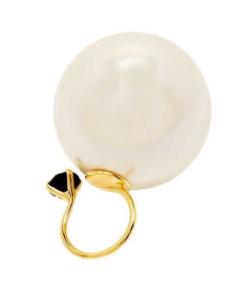 Ray BEAMS（レイビームス）の「dix / ビッグパール リング（リング・レディース・ブラック/ピンク・約11号）」の3枚目の写真