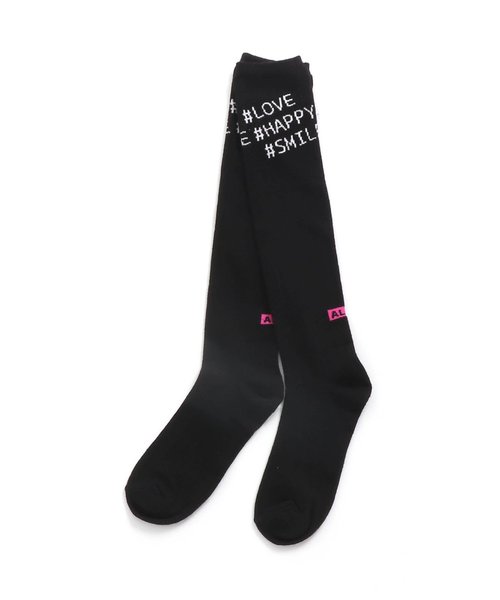 algy（アルジー）の「■ナナメロゴハイソックス（ソックス/靴下・キッズ・ブラック/グレー/パープル・21/24）」の2枚目の写真