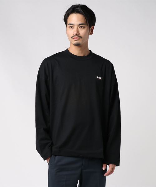 MYne(マイン)の「【MYne】トライアングルロングTシャツ/Triangle Long Tshirts(Tシャツ/カットソー)」|ブラック