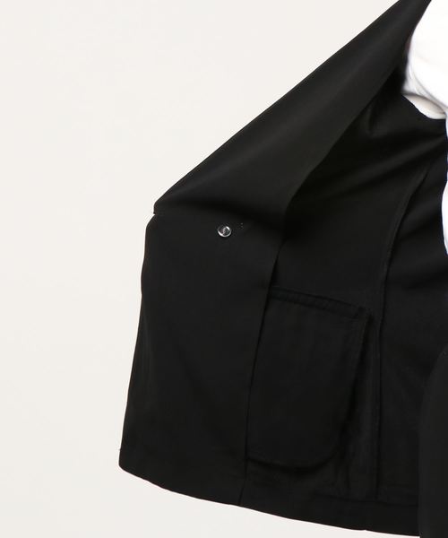 reca（レカ）の「ジョーゼット ノーカラージャケット（ノーカラージャケット・レディース・ブラック/ベージュ・M）」の3枚目の写真