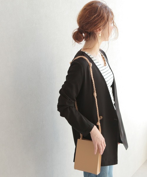 reca（レカ）の「ジョーゼット ノーカラージャケット（ノーカラージャケット・レディース・ブラック/ベージュ・M）」の22枚目の写真
