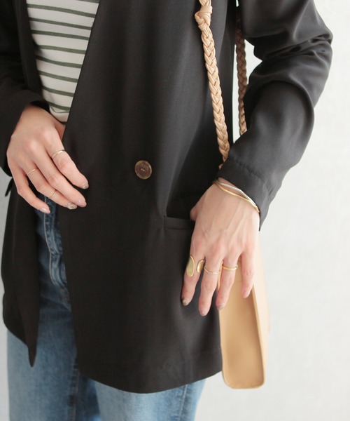 reca（レカ）の「ジョーゼット ノーカラージャケット（ノーカラージャケット・レディース・ブラック/ベージュ・M）」の17枚目の写真