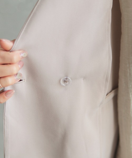 reca（レカ）の「ジョーゼット ノーカラージャケット（ノーカラージャケット・レディース・ブラック/ベージュ・M）」の9枚目の写真