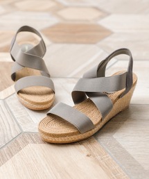 minky me! | 柔らかウェッジソール＆ジュート柄ふかふかクッション7cmゴムフィットサンダル(サンダル)