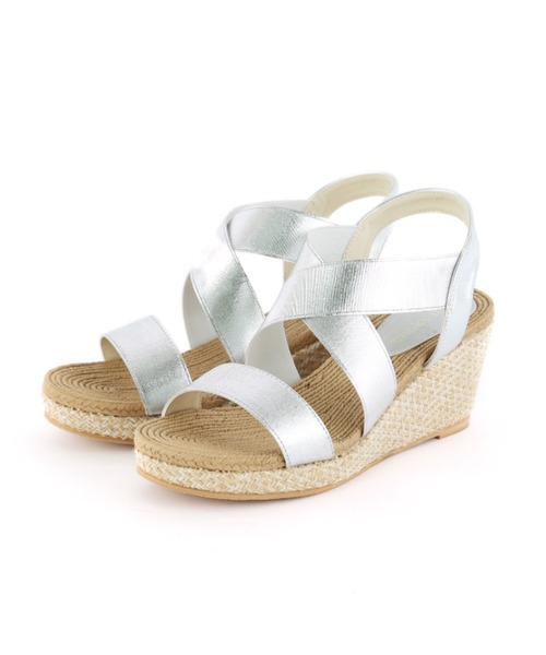 minky me!（ミンキーミー）の「柔らかウェッジソール＆ジュート柄ふかふかクッション7cmゴムフィットサンダル（サンダル・レディース・ブラック/チャコールアッシュ/グリーン/カーキ/ゴールド/シルバー/マスタード/パイソン/レッド系その他2/レオパード/レッド/アイボリー/ダークブラウン/ガンメタ/ネイビー/ブルー/ピンクベージュ/グレー/オレンジ/その他8/ホワイトゴールド/シルバー系その他7/レッド系その他6・L/LL/SS/M/XL/S）」の16枚目の写真