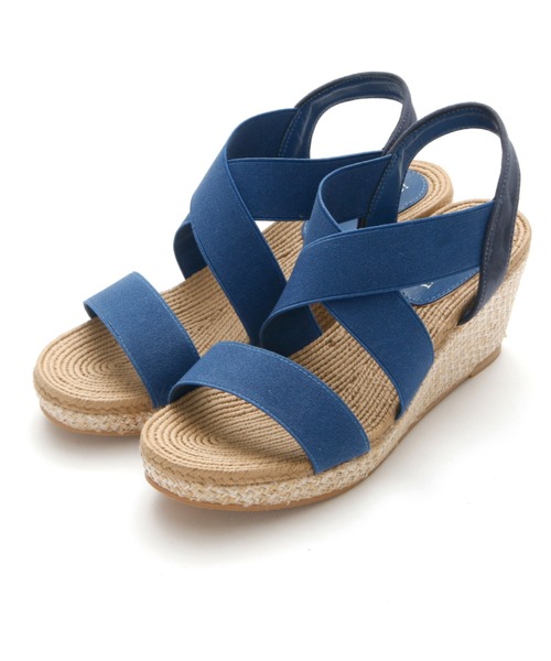 minky me!（ミンキーミー）の「柔らかウェッジソール＆ジュート柄ふかふかクッション7cmゴムフィットサンダル（サンダル・レディース・ブラック/チャコールアッシュ/グリーン/カーキ/ゴールド/シルバー/マスタード/パイソン/レッド系その他2/レオパード/レッド/アイボリー/ダークブラウン/ガンメタ/ネイビー/ブルー/ピンクベージュ/グレー/オレンジ/その他8/ホワイトゴールド/シルバー系その他7/レッド系その他6・L/LL/SS/M/XL/S）」の9枚目の写真